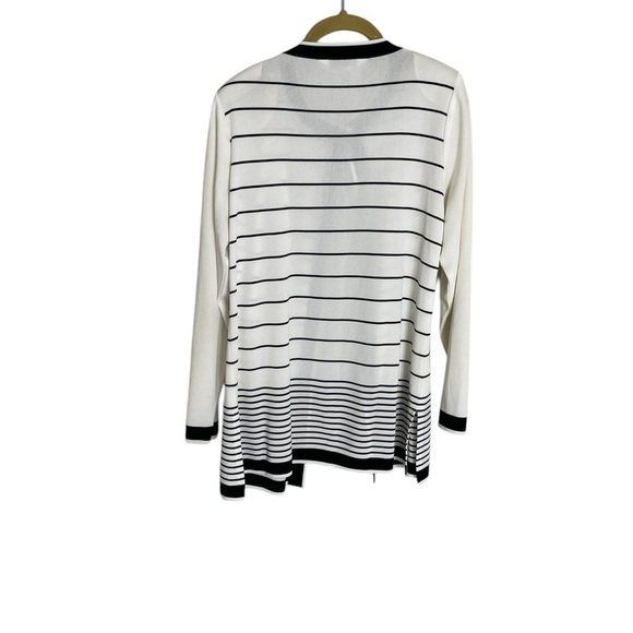 Exclusively Misook White Black Stripe Cardigan Small - Picture 5 of 5